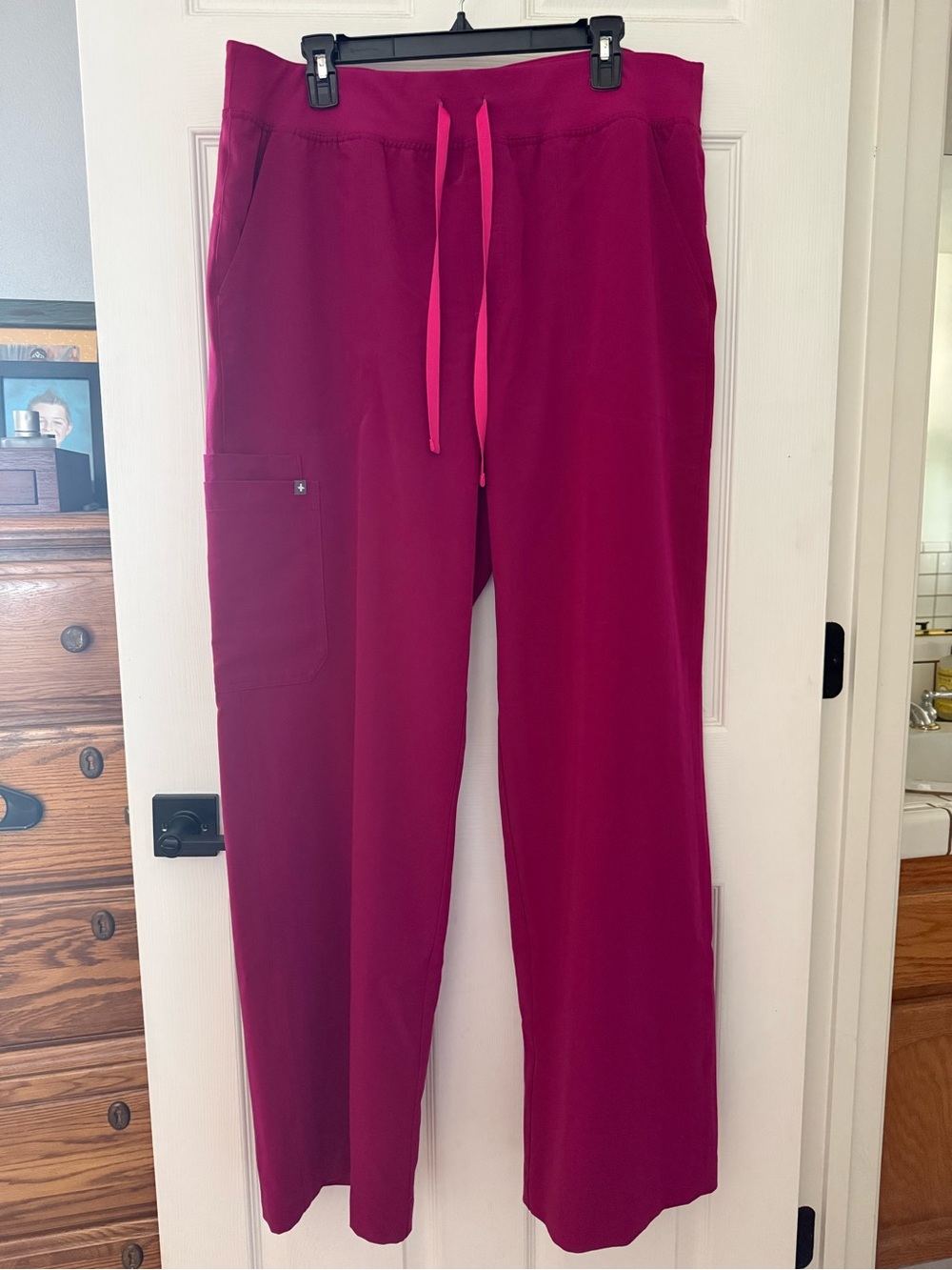 Figs Isabel Dark Magenta Wide Leg Scrub Pants
